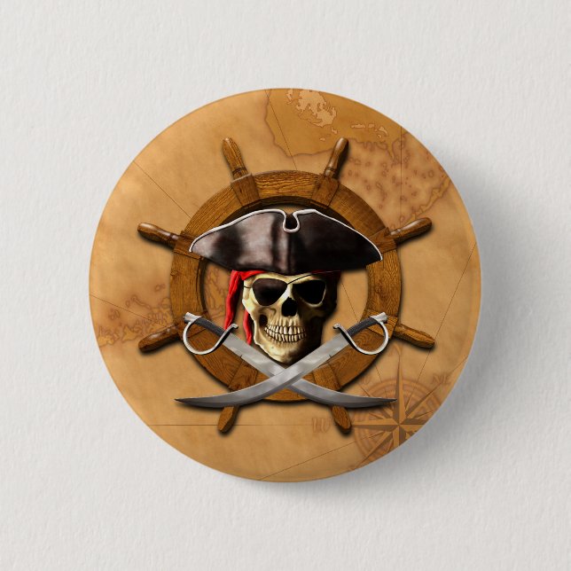 Bóton Redondo 5.08cm Roda alegre do pirata de Roger (Frente)