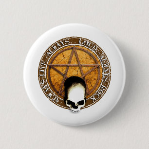 Bóton Redondo 5.08cm Rodas Pentagram rock and skull