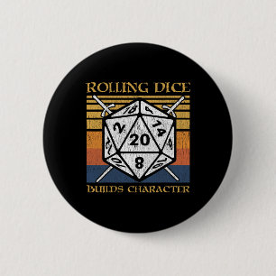 Bóton Redondo 5.08cm Rolar Dados Constrói Caráter Divertido Rpg Mesa J