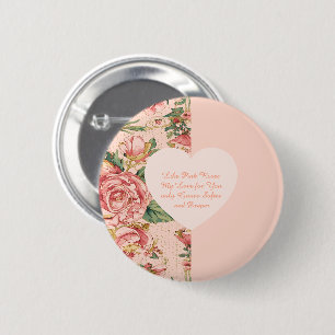 Bóton Redondo 5.08cm Romântico Dia dos Namorados com Lindas Rosas Papel