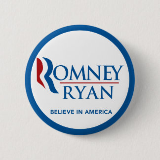 Bóton Redondo 5.08cm Romney Ryan acredita na beira azul redonda de