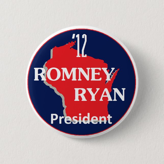 Bóton Redondo 5.08cm Romney Ryan WISCONSIN (Frente)