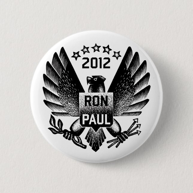 Bóton Redondo 5.08cm Ron Paul 2012 Eagle preto (Frente)