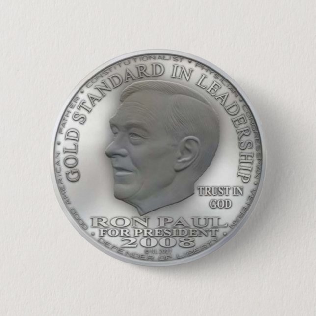 Bóton Redondo 5.08cm Ron Paul "Banido" Dólar de Liberdade Prateada... B (Frente)