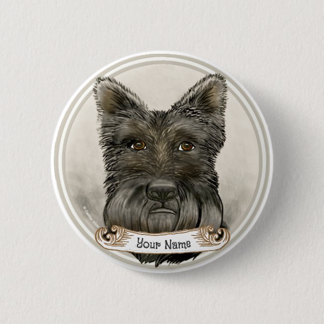 Bóton Redondo 5.08cm Rondo do Terrier Escocês  (Frente)