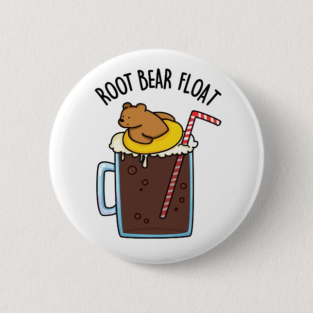 Bóton Redondo 5.08cm Root Bear Flutuando Cerveja Root Engraçado (Frente)