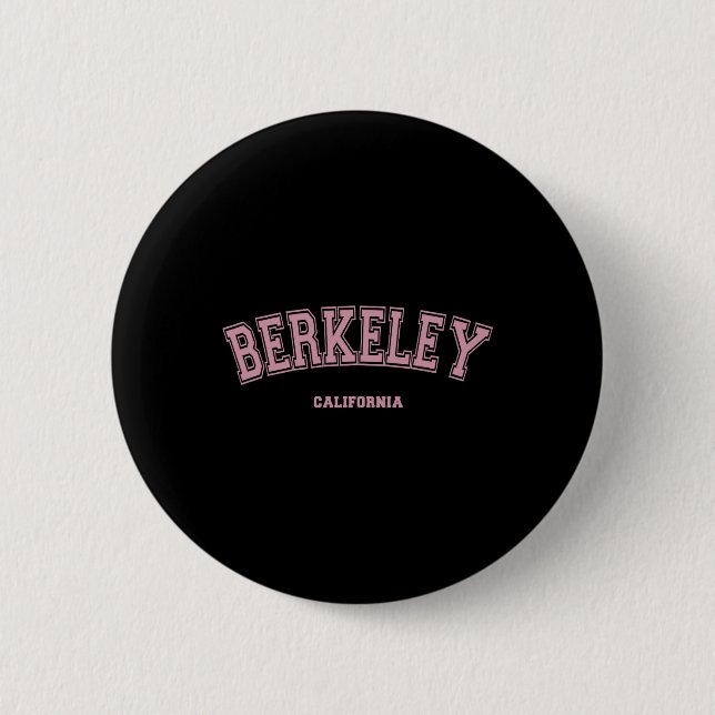 Bóton Redondo 5.08cm Rosa Berkeley Califórnia Ca Estilo Varsity Em Berk (Frente)