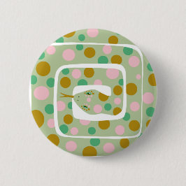 Bóton Redondo 5.08cm Rosa divertido e Abstrato verde Polka Dotada Cobra