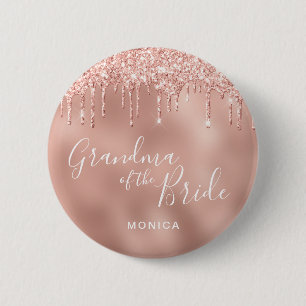 Bóton Redondo 5.08cm Rosa dourado goteja vovó da noiva