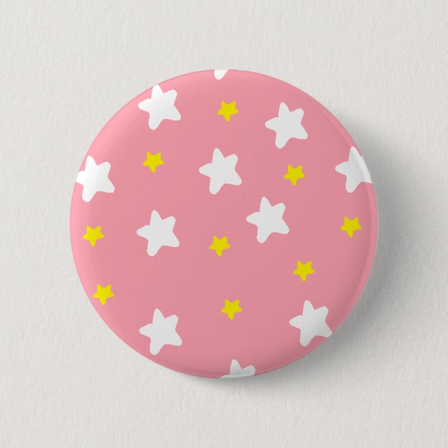 Bóton Redondo 5.08cm Rosa feliz das estrelas (Frente)
