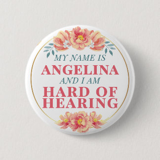 Bóton Redondo 5.08cm Rosa Floral de Laranja Feminina Duro de Audição