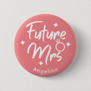 Bóton Redondo 5.08cm Rosa Futuro Sra Caligráfico Botão Personalizado
