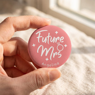 Bóton Redondo 5.08cm Rosa Futuro Sra Caligráfico Botão Personalizado