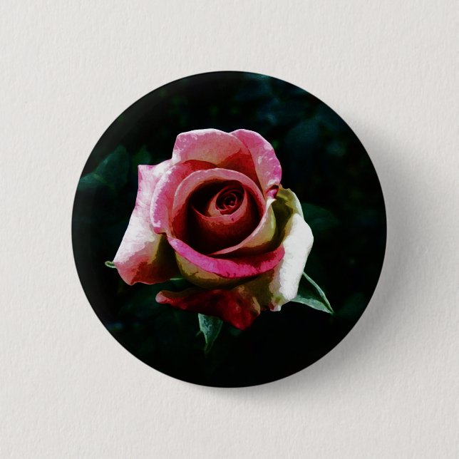 Bóton Redondo 5.08cm Rosa pintado com óleo (Frente)