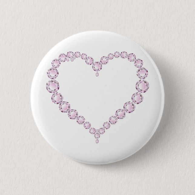 Bóton Redondo 5.08cm Rosa Quartz Gem Heart (Frente)