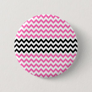 Bóton Redondo 5.08cm Rosa quente e preto Chevron por Shirley Taylor