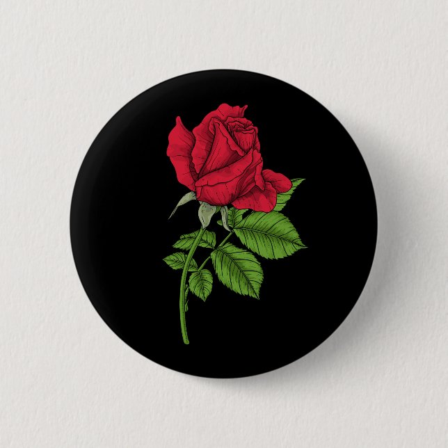 Bóton Redondo 5.08cm Rosa vermelha (Frente)