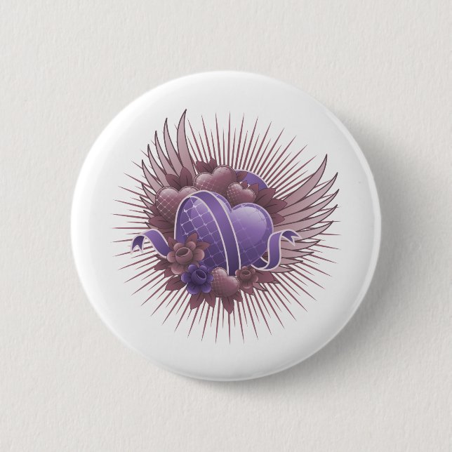 Bóton Redondo 5.08cm Rosas e Asas (Frente)