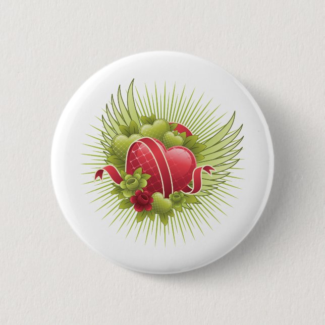 Bóton Redondo 5.08cm Rosas e Asas (Frente)