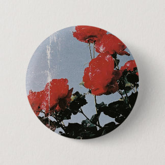 Bóton Redondo 5.08cm Rosas Vermelhas Antigas Contra um Céu Azul