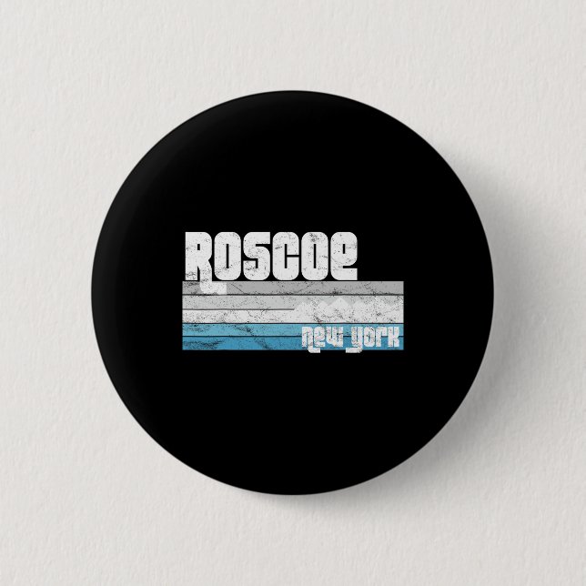 Bóton Redondo 5.08cm Roscoe New York Ny Retro Vacation Skiing Hiking Sn (Frente)