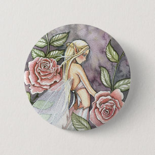 Bóton Redondo 5.08cm Rose Fairy Alfinete, Botão por Molly Harrison