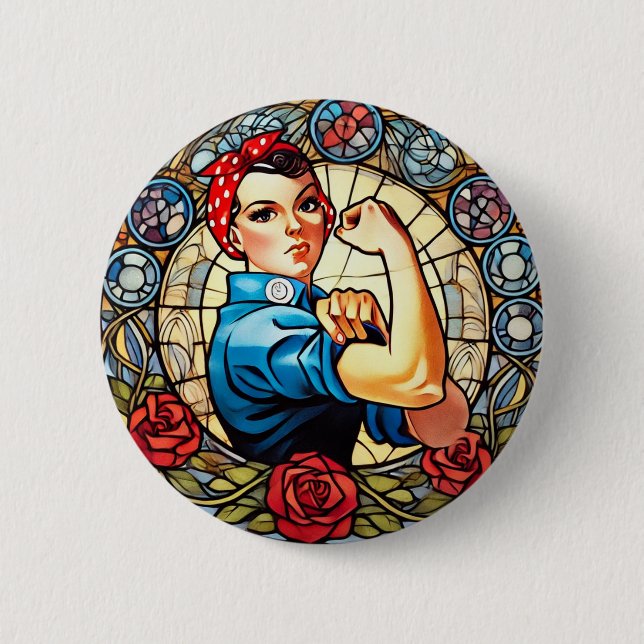 Bóton Redondo 5.08cm Rosie the Riveter (Frente)