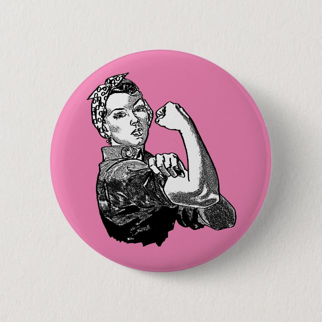 Bóton Redondo 5.08cm Rosie-The-Riveter Feminista - Gráfico De Arte-Linh (Frente)