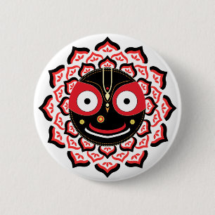 Bóton Redondo 5.08cm Rosto do Senhor Jagannath Chakra Divindade Hindu
