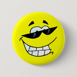 Bóton Redondo 5.08cm Rosto sorridente nos óculos
