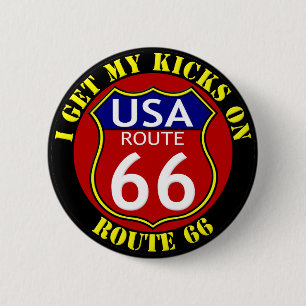Bóton Redondo 5.08cm Rota 66 EUA Eu recebo meus Kicks no botão Route 6