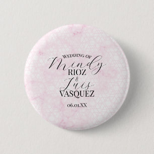 Bóton Redondo 5.08cm Roteiro de Casamento Rosa Abstrato em Mármore Pret