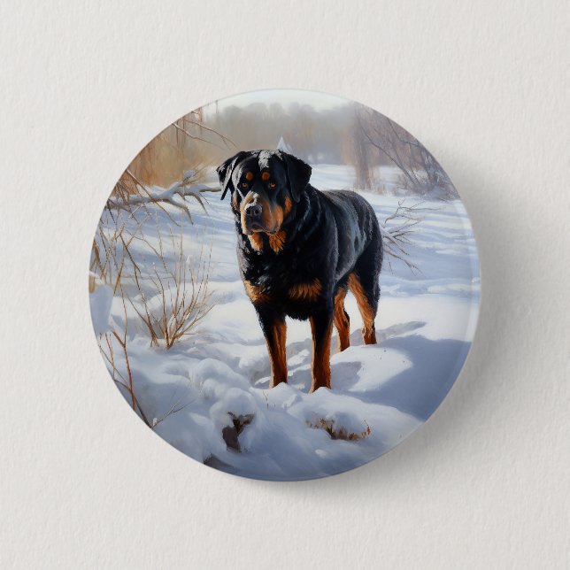 Bóton Redondo 5.08cm Rottweiler Deixe Neve Natal (Frente)