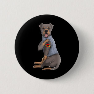 Bóton Redondo 5.08cm Rottweiler Eu Amo Mamãe Tatuagem Cão Engraçado Dia