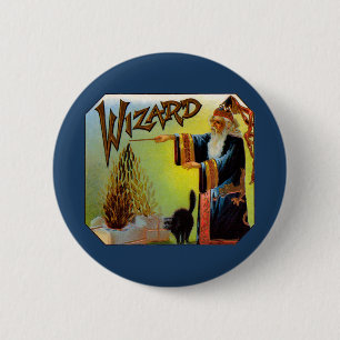 Bóton Redondo 5.08cm Rótulo de charuto vintage, Mágico Feiticeiro com G