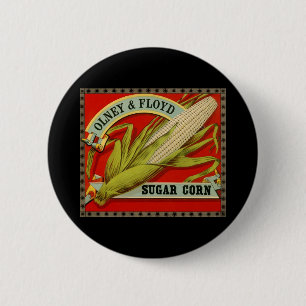 Bóton Redondo 5.08cm Rótulo de Legume Antigo, Olney & Floyd Sugar Corn