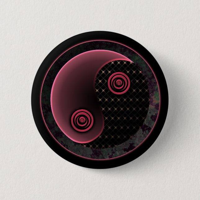 Bóton Redondo 5.08cm Roxo Cósmico Yin Yang (Frente)