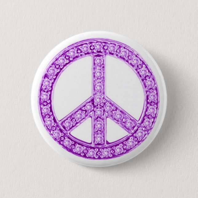 Bóton Redondo 5.08cm Roxo Jewels Peace Sign (Frente)