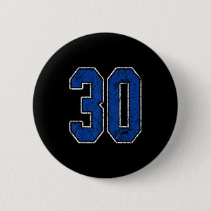 Bóton Redondo 5.08cm Royal Blue E White Number 30 Jersey Player Unifo