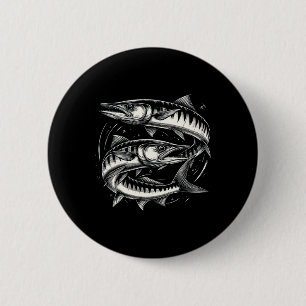 Bóton Redondo 5.08cm Rracuda Fish Graphic Art Design Para Mulheres E Ho