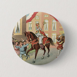 Bóton Redondo 5.08cm Rua holandesa de Sinterklaas, Rua de Nick Vintage.