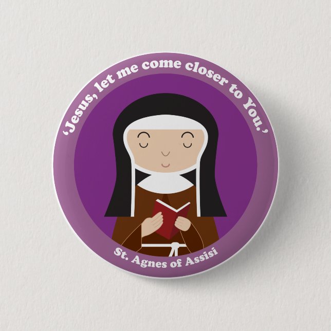 Bóton Redondo 5.08cm Ruas. Agnes de Assisi (Frente)