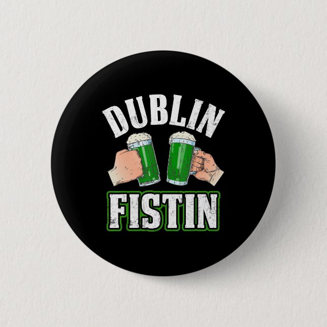 Bóton Redondo 5.08cm Ruas Divertidas, Patricks Day Beer Dublin Irish Fi (Frente)