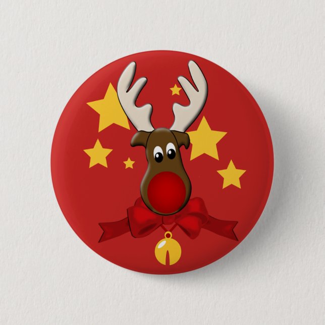 Bóton Redondo 5.08cm Rudolph Reindeer de Natal (Frente)