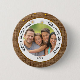 Bóton Redondo 5.08cm Rustic Farmhouse Family Photo Christmas