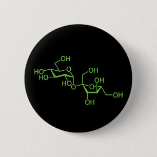 Bóton Redondo 5.08cm Sacarose Açúcar Molécula Diagrama Químico