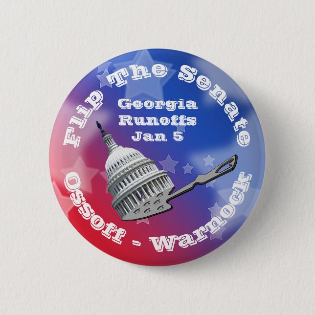 Bóton Redondo 5.08cm Sacudir Do Senado Georgia (Frente)