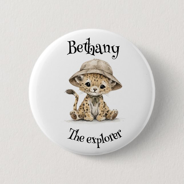 Bóton Redondo 5.08cm Safari Adventure Babies | Cute Watercolour Animals (Frente)