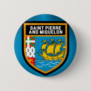 Bóton Redondo 5.08cm Saint Pierre e bandeira de Miquelon