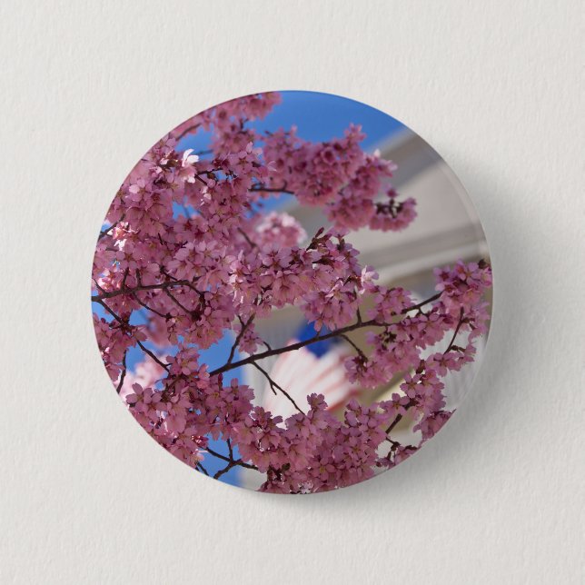 Bóton Redondo 5.08cm Sakura Flores de Cerejeira Americana (Frente)